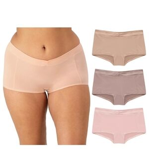 NWT 3 Maidenform Everyday Luxe Seamless Boyshort Panties - Nude, Taupe, Pink L/7